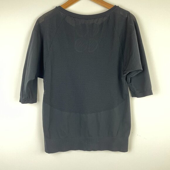 Sweaty Betty Black Crewneck Mesh Perforated Panel Sweater Sz S - Picture 6 of 7